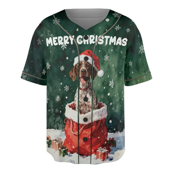 Santa Surprise Gift German Shorthaired Pointer Merry Cheerful Christmas All Over Print 3D Baseball Shirt GSP Lover Dog Gift Softball Sport - 12021