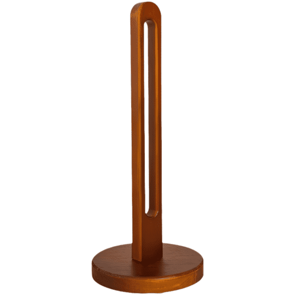 Walnut Wood Paper Towel Holder, 5.1 x 12.2 in / 13 x 31 cm Standing Kitchen Countertop Rack, Freestanding Vertical Roll Dispenser with Sturdy Base for Napkins, Paper Towels & Plastic Wrap Storage