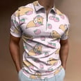 thumbnail image 2 of Pink Guinea Pig And Strawberry Pattern Men Zipper T-shirt Summer Casual Short Sleeve T-shirt Top, 2 of 7