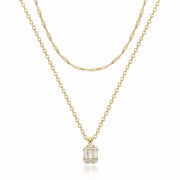 ccwmincc Diamond Necklaces for Women, Dainty Gold Necklace 18k Gold Plated Layered Necklaces Simple Gold CZ Diamond Pendant Necklaces for Women Trendy Jewelry Gifts for Girls