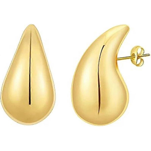 Chunky Gold Hoop Earrings For Women, Lightweight Waterdrop Hollow Open Hoops Earrings Fashion Jewelry For Women Girls