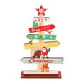 thumbnail image 1 of Christmas Tree Desktop Decoration Solid Wood Stable Base Guidepost Elk Snowman Snowflake Reusable Holiday  Table Ornament Party Supplies Gift, 1 of 10