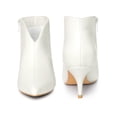 thumbnail image 5 of BLISSFUL STEP Pointed Toe V Cutout Stiletto Heel Ankle Booties for Women White (Size 8), 5 of 6