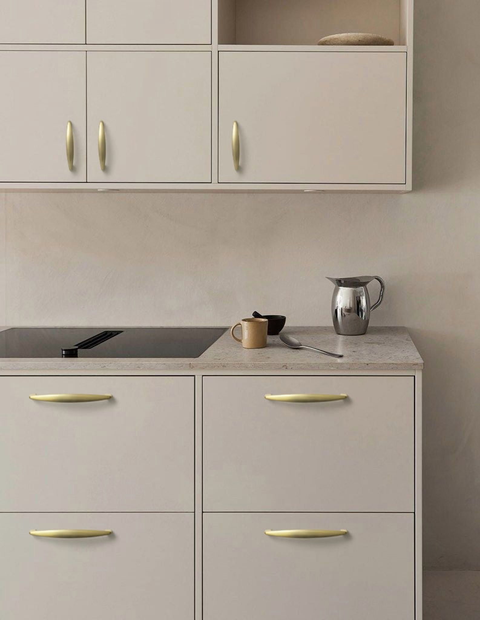 Goo-Ki 24 Pack 3 Inches Center to Center Light Brushed Brass Cabinet Pulls, Zinc Alloy Drawer Cabinet Handles for Bar Cupboard Closet Wardrobe