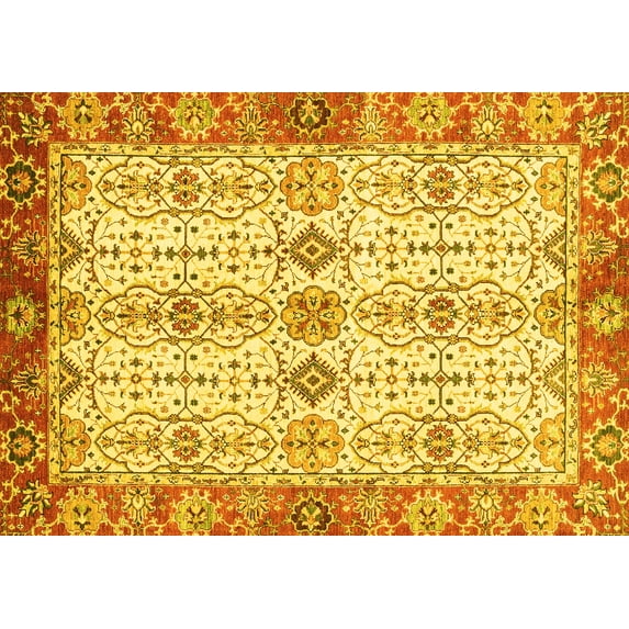 Ahgly Company Indoor Rectangle Abstract Yellow Modern Area Rugs, 2' x 5'