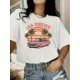 thumbnail image 1 of USA Forever Print T-Shirt, Casual Crew Neck Short Sleeve T-Shirt For Spring & Summer, Women's Clothing, 1 of 6