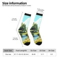 thumbnail image 2 of Fotbe Cartoon Mushroom House Pattern Long Socks for Men & Women – Breathable & Stretchy Compression Socks, Ideal for Running, Travel, and Everyday Wear Size 5-11, 2 of 6