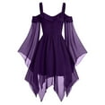 thumbnail image 1 of ICHUANYI Clearance Plus Size Women Gothic Criss Cross Lace Insert Sleeve T-shirt Tops(Purple, M) ICHUANYI WER2023081011095, 1 of 5