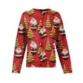 thumbnail image 4 of WTOBBY Women's Holiday Christmas Print Cardigan, Fun and Festive Knit Sweater for Fall and Winter, Long Sleeve Pullover with Themed Patterns,Red M, 4 of 6