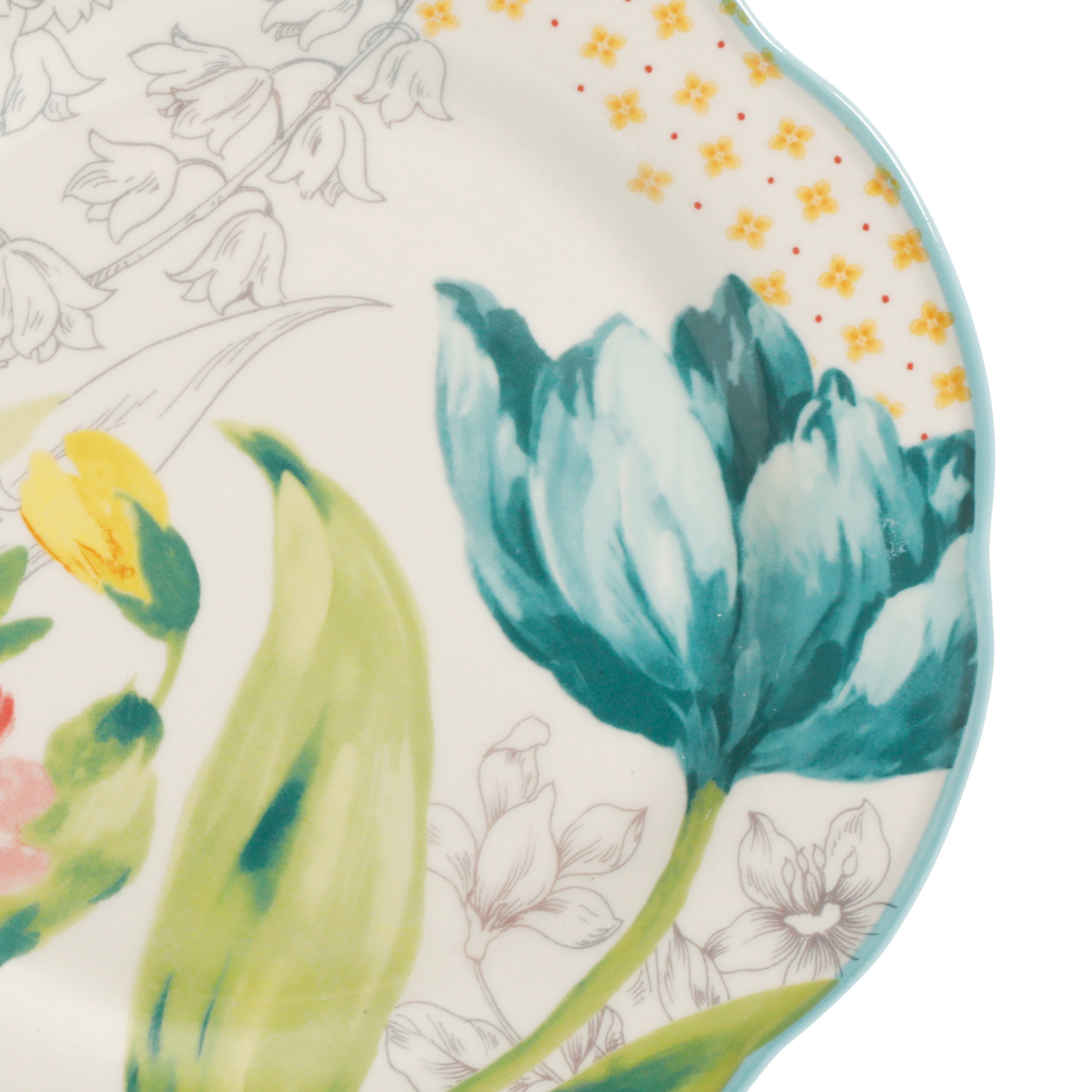 The Pioneer Woman Blooming Bouquet Blue Ceramic 10.75-inch Dinner Plate