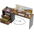 thumbnail image 1 of Bestier Bureau d'Ordinateur avec Tiroirs Prise de Courant 60 Pouces Bureau de Bureau Bureau à Plateau Relevable, Rustique, 1 of 9