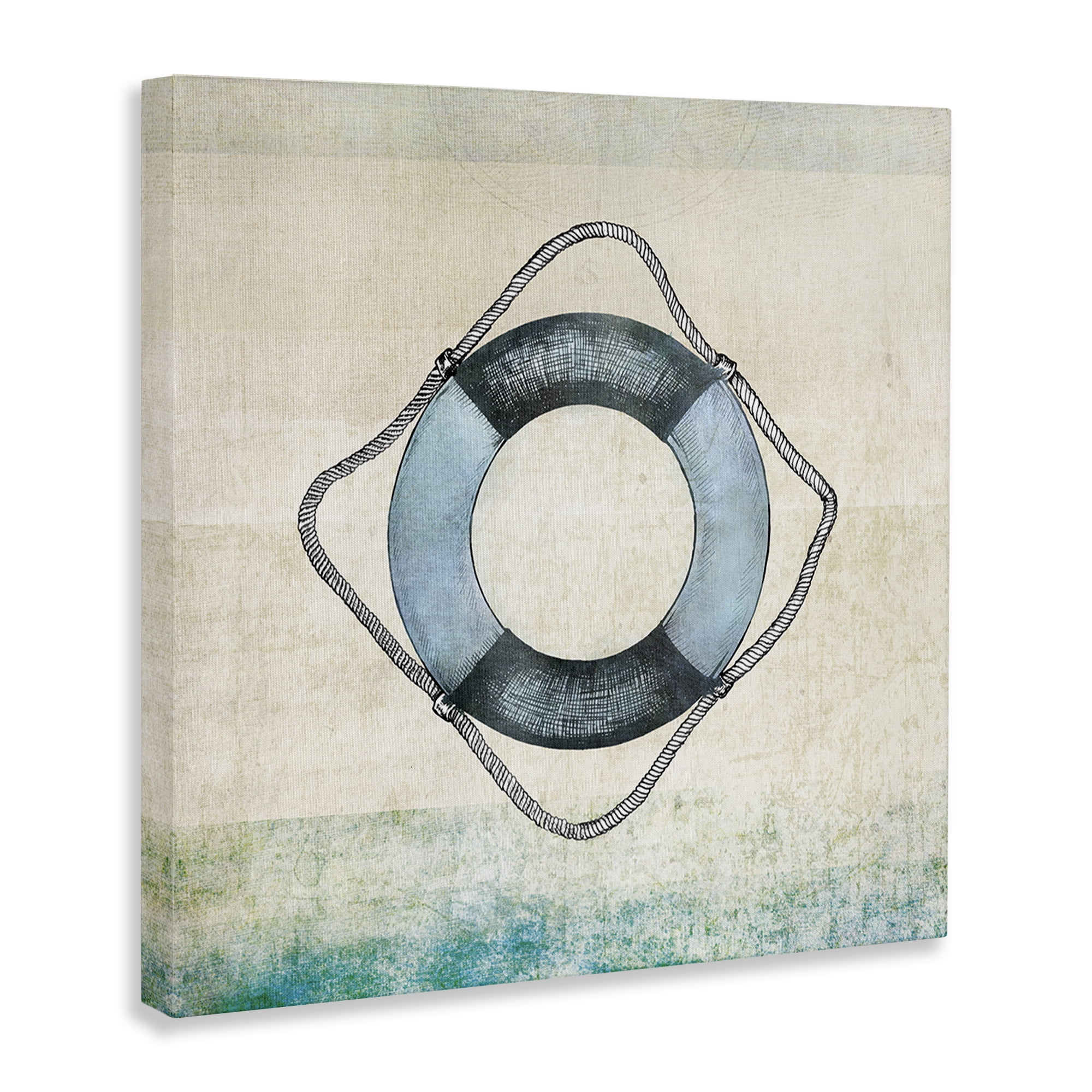 Stupell Industries Rustic Maritime Life Ring Nautical & Beach Painting Wrapped Canvas Art Print Wall Art, 36 x 36