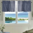 thumbnail image 3 of Vintage Striped Farmhouse Short Window Curtain Valances, Midnight Blue Modern Simple Lines Rod Pocket Kitchen Valances for Living Room Bedroom Bathroom Cafe 60" x 18", 3 of 8