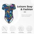 thumbnail image 4 of KLL Poisson de Mer pour Femmes Justaucorps à Manches Courtes, Justaucorps Aguichant une Pièce Col Rond Justaucorps Shapewear Contrôle du Ventre-TG, 4 of 7