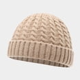 thumbnail image 2 of AWZXDE Unisex Solid Color Casual Warm Retro Braided Knit Hat Cap for Outdoor Fashion Hat Cozy Winter Hats for Women and Men Beige,One Size, 2 of 5