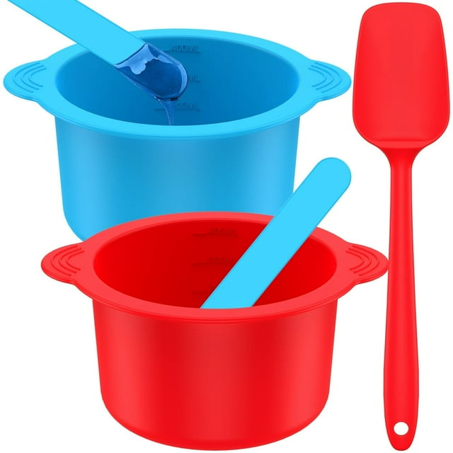 2Pcs Silicone Wax Pot Set with Reusable Stirring Rods Non-stick Silicone Waxing Spatulas Pot for Hard Wax Heater Easy to Clean