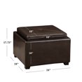 thumbnail image 2 of Pouf de Rangement Plateau en Cuir Marron Quinn, 2 of 5