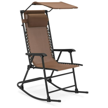 Best Choice Products Outdoor Folding Mesh Zero Gravity Rocking Chair with Attachable Sunshade Canopy and Headrest, (Best Outdoor Furniture For Arizona Sun)
