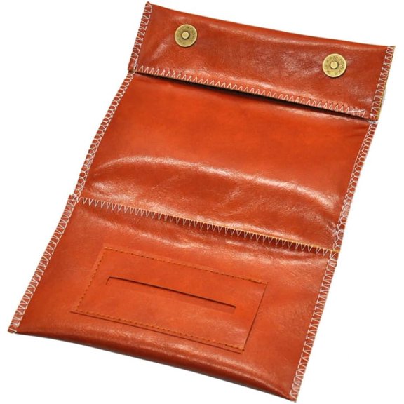 Liho PU Leather Cigarette Bag Portable Triple Fold Smoking Pouch for Outdoor Use Stylish Light Brown Container for Men and Women A605