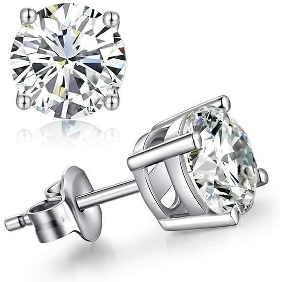 Paris Jewelry 18k White Gold Created White Sapphire 4 Carat Round Stud Earrings Plated Women