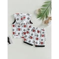 thumbnail image 4 of Bagilaanoe 2pcs Toddler Baby Boy Short Pants Set Print Sleeveless Hooded Tank Tops + Shorts 6M 12M 18M 24M 3T Kids Casual Summer Outfits, 4 of 8