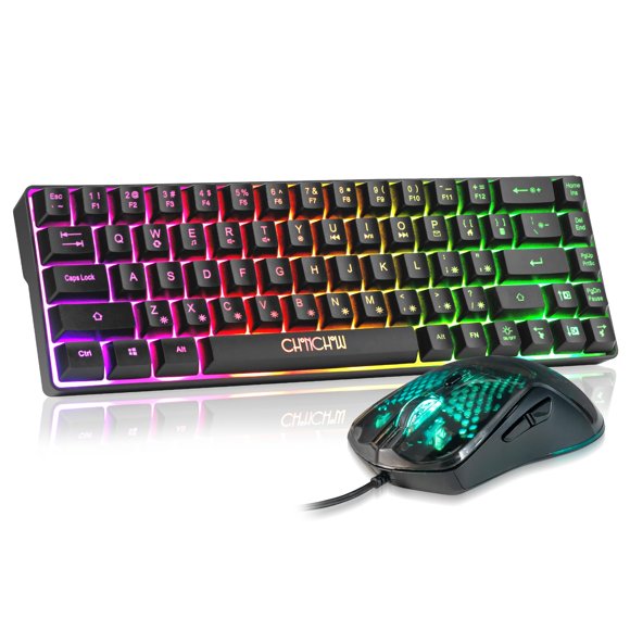Combo de teclado y ratón para juegos CHONCHOW con 60% de retroiluminación RGB