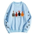 thumbnail image 3 of Wangmeiwg Women's Sweatshirts Women's Hoodies Sweatshirt Christmas Oversize Long Sleeve Crewneck Chicken Printed Lightweight Loose Top L Sky Blue, 3 of 5