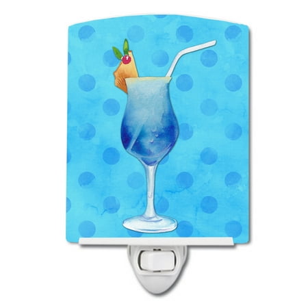 

Caroline s Treasures BB8231CNL Summer Cocktail Blue Polkadot Ceramic Night Light 6x4x3 multicolor