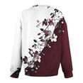 thumbnail image 4 of CLOISE Sweatshirts for Women Long Raglan Sleeve Pullover Tops Floral V Neck Shirts Fleece Loose Trendy Outdoor Fall Clothing with Pockets Wine XL, 4 of 5