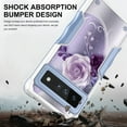 thumbnail image 4 of Rosebono Compatible With Google Pixel 9A Case, Hybrid Dual Layer Graphic Design Pattern Heavy Duty Protection Case For Google Pixel 9A (Purple Flower), 4 of 4