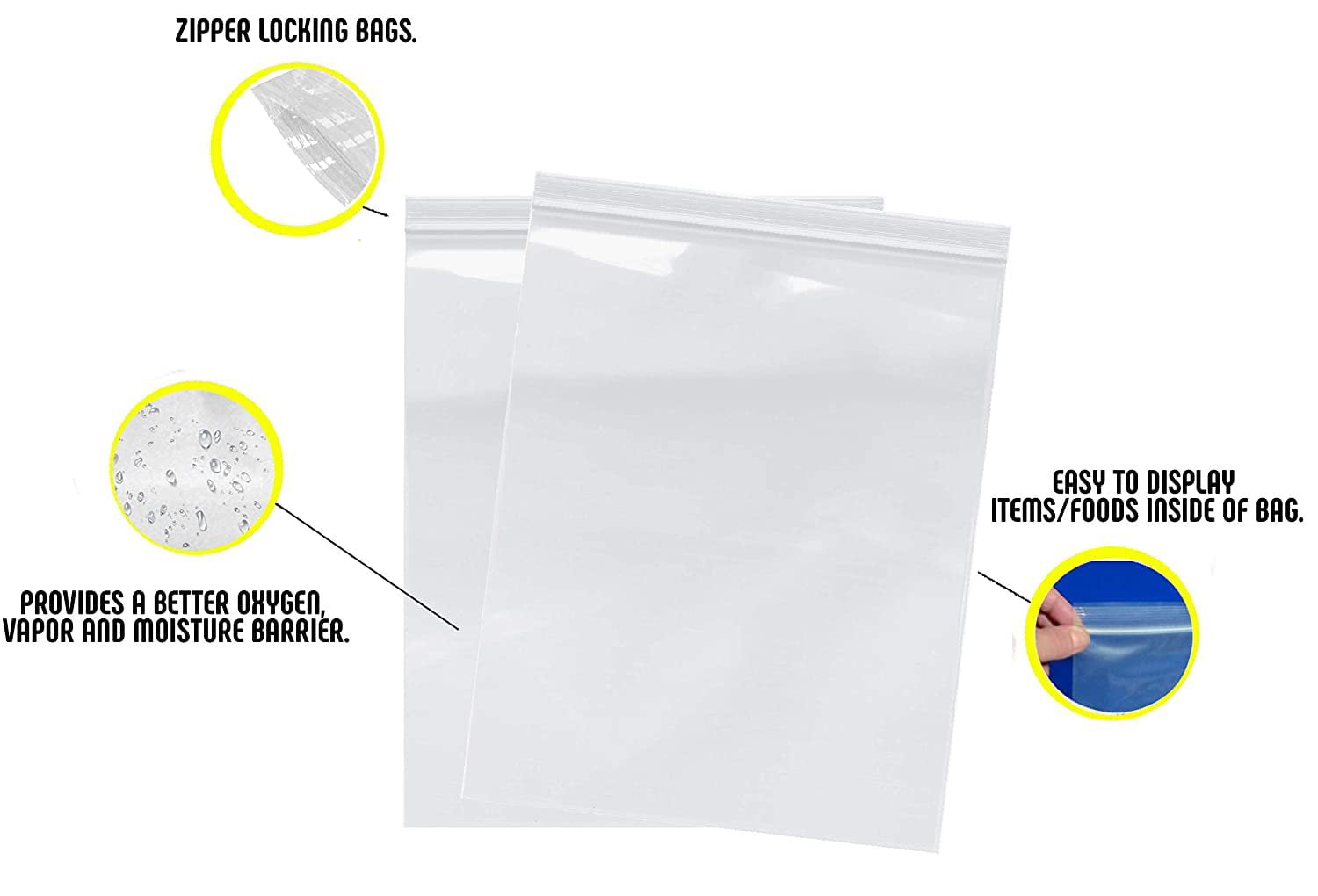 100 6x8.5" Flat Black Poly Plastic Accessories Storage Reclosable Ziplock Bags 
