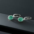 thumbnail image 4 of Gem Stone King 925 Sterling Silver Green Malachite Leverback Dangle Earrings for Women (5.00 Cttw, Gemstone Birthstone, Oval 9X7MM), 4 of 5