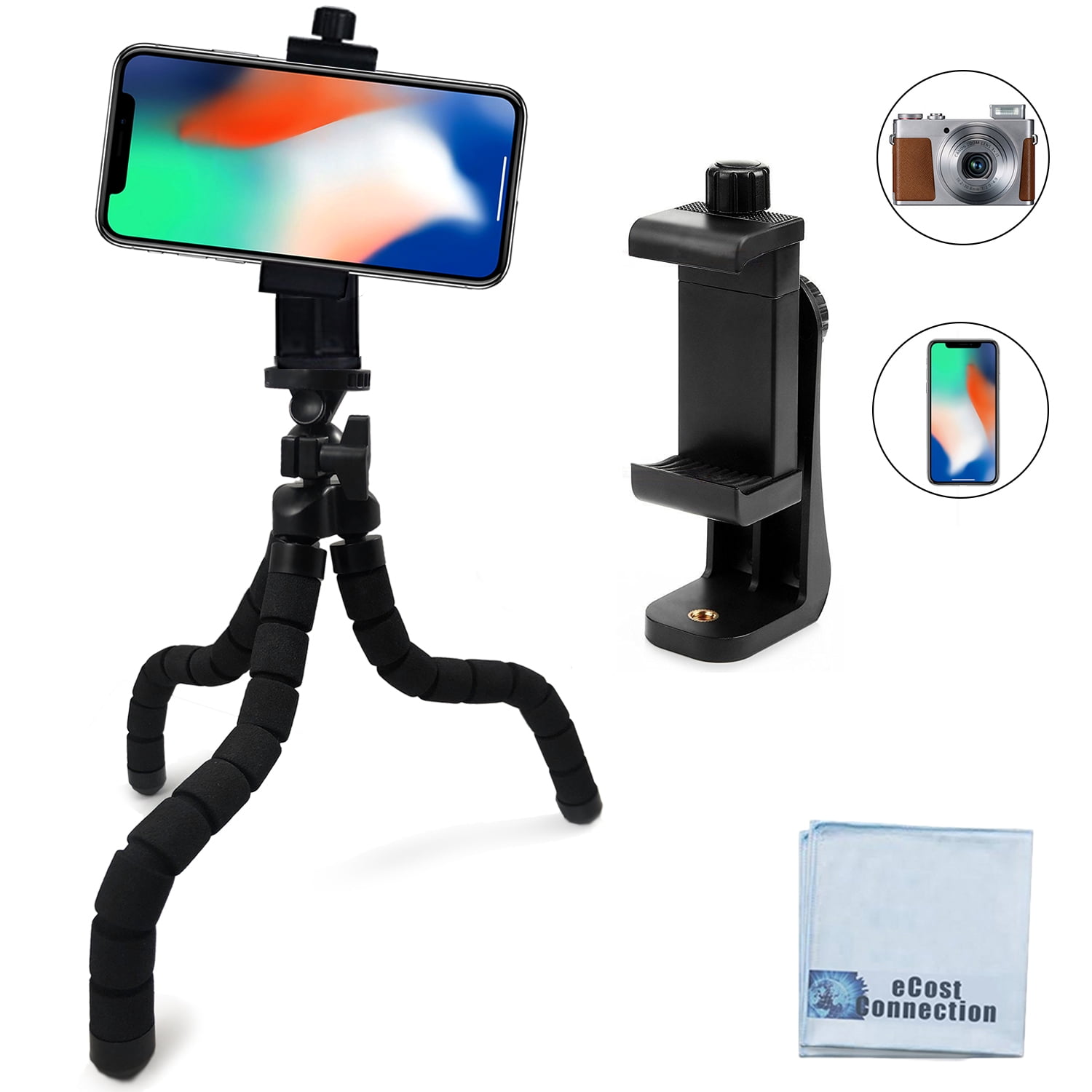Acuvar Trépied 50 Pouces (127 Cm) En Aluminium + Support Universel Pour Smartphone - Avec Niveau à Bulle, Mallette De Transport Et Microfibre