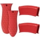 thumbnail image 1 of Soporte de silicona para mango caliente, paquete de 4 soportes para sartenes con mango de manga antideslizantes de goma para sartenes de hierro fundido, asas, cubiertas de agarre para sartenes de hierro fundido, sartenes, parrillas, utensilios de cocina (negro), 1 of 7
