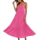 thumbnail image 2 of TaTaai Women's 2026 Summer Spaghetti Strap Ruffled Asymmetric Solid Maxi Dress Loose Beach Sundress for Daily & Vacation Gift, 2 of 9