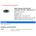 thumbnail image 2 of Right Passenger Side Fog Light - Compatible with 2004 - 2008 Acura TSX 2005 2006 2007, 2 of 2