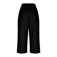 thumbnail image 6 of Capri Pants for Women 2025 High Elastic Waist Wide Leg Flowy Palazzo Capris with Pockets Womens Cropped Pants, 6 of 7