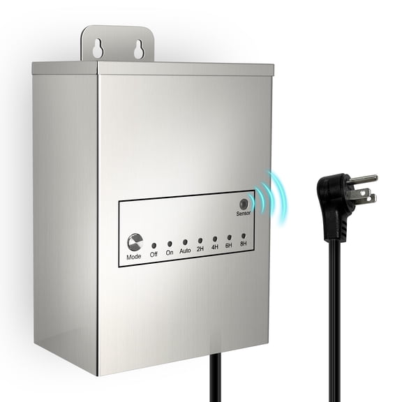 300W Low Voltage Landscape Transformer, Landscape Lighting Transformer with Timer and photocell Sensor, 120V AC to 12V AC Outdoor Weatherproof low voltage transformer for landscape lights