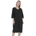 thumbnail image 4 of EFINNY Women's Zipper Tie Robes Housecoats Nightgowns 3/4 Sleeves Waffle Bathrobe Knee Length Ultra Soft Loungewear Lightweight Nightwear with Pockets, S-2XL, 4 of 11