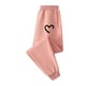 thumbnail image 1 of Odeerbi 2-13 Años Niñas Pantalones de Algodón Amor Imprimir Entrenamiento Deportes Pantalones de Jogger Cintura Elástica Cómoda Joggers Sueltos, 1 of 4