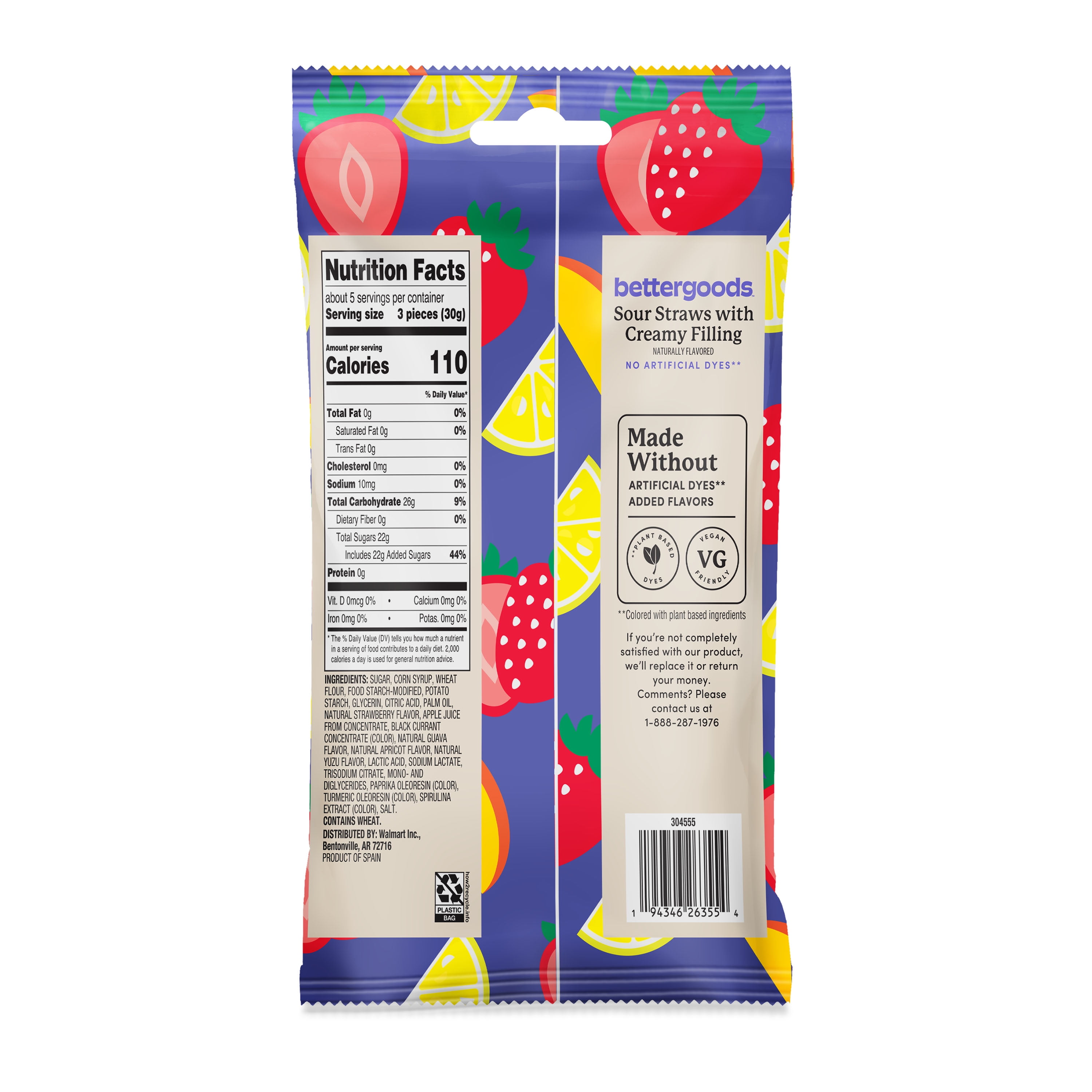 bettergoods Sour Gummy Straws with Creamy Filling, 5 oz