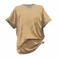 thumbnail image 4 of ManxiVoo Comfortable T-Shirt for Women Cotton Blend with Casual Short Sleeves and Classic Round Neck Top Everyday Wear L Size Beige, 4 of 4