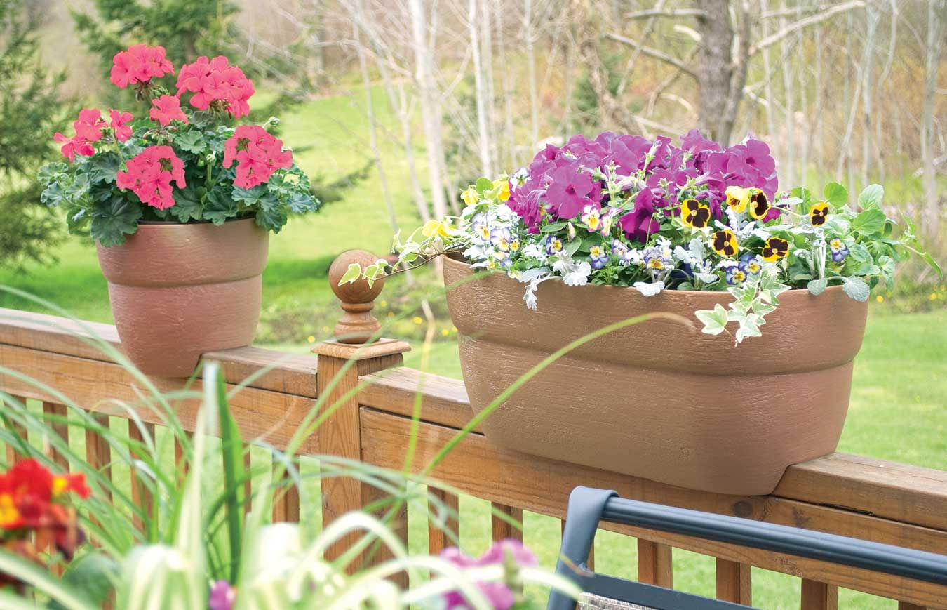 Bloomers Railing Planter with Drainage Holes – 24" Weatherproof Resin Planter – Cobalt Blue