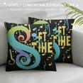 thumbnail image 3 of ONETECH Pillow Covers Throw Pillow Pillowcase Vinyl Party Time Abstract Painting Decorative Cushion Covers Home Sofa Couch Living Room Bedroom Car (Cyan), 3 of 5