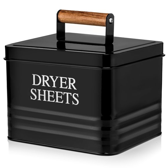 Calindiana Modern Farmhouse Metal Secadora de Ropa Porta Sábanas Dispensador de Suavizante de Tela con Tapa para Decoración y Accesorios de Lavandería y Ahorro de Espacio Organización y Almacenamiento