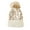 Beige, variant on jiaroswwei Ribbed Edge Ear Knitted Hat Autumn Winter Plush Ball Leopard Print Knitted Beanie Cap for Cycling