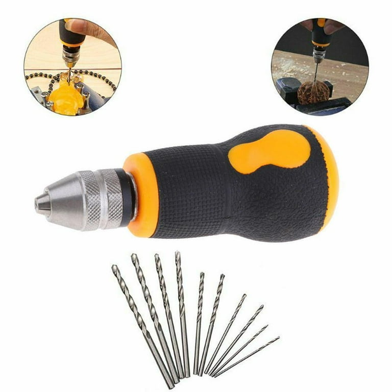 Micro Mini Portable Small Hand Drill 0.8-3.0mm + 10 Pcs Drill Bits Set PCB Tool Accessories, Other