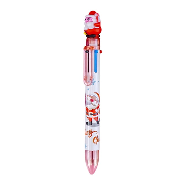 EGNMCR Pens 6 Color Christmas Ballpoint Pen Push Type Color Multifunction Marker 2ML Ballpoint Pen