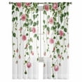 thumbnail image 3 of Pink Spring Floral Sheer Curtains 84 Inches Long 2 Panels Set, Window Sheer Curtains for Living Room/Bedroom, Green Summer Botanical Light Filtering Rod Pocket Curtain 52'' x 84'' x 2, 3 of 7