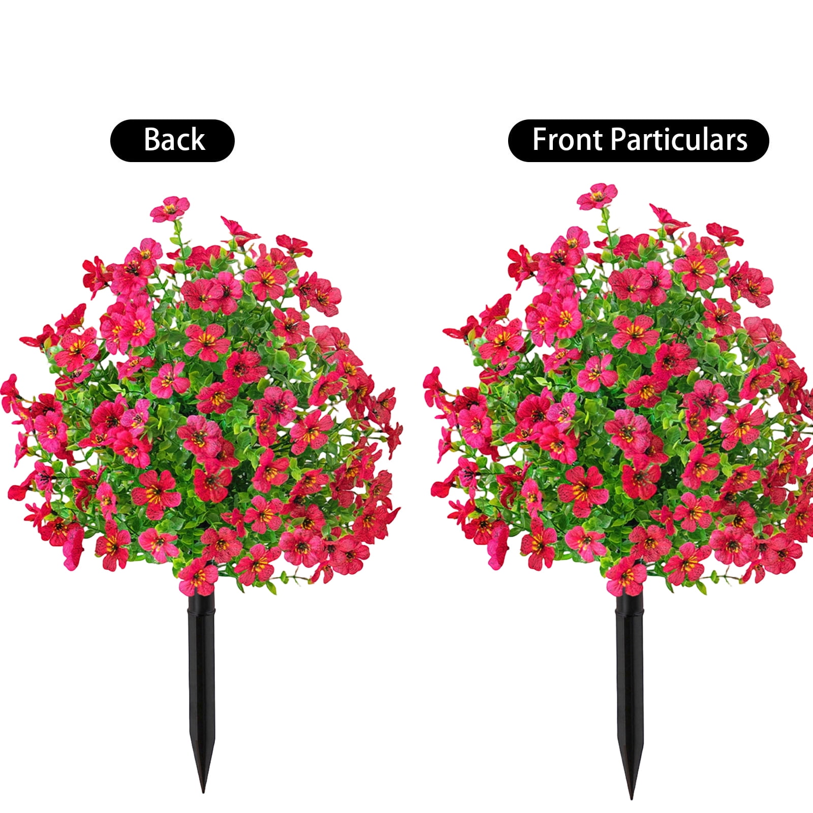 Artificial Outdoor Flowers with Ground Stake, 22" Tall UV Resistant Outdoor Faux Flowers for Garden, Yard, Planter and Porch